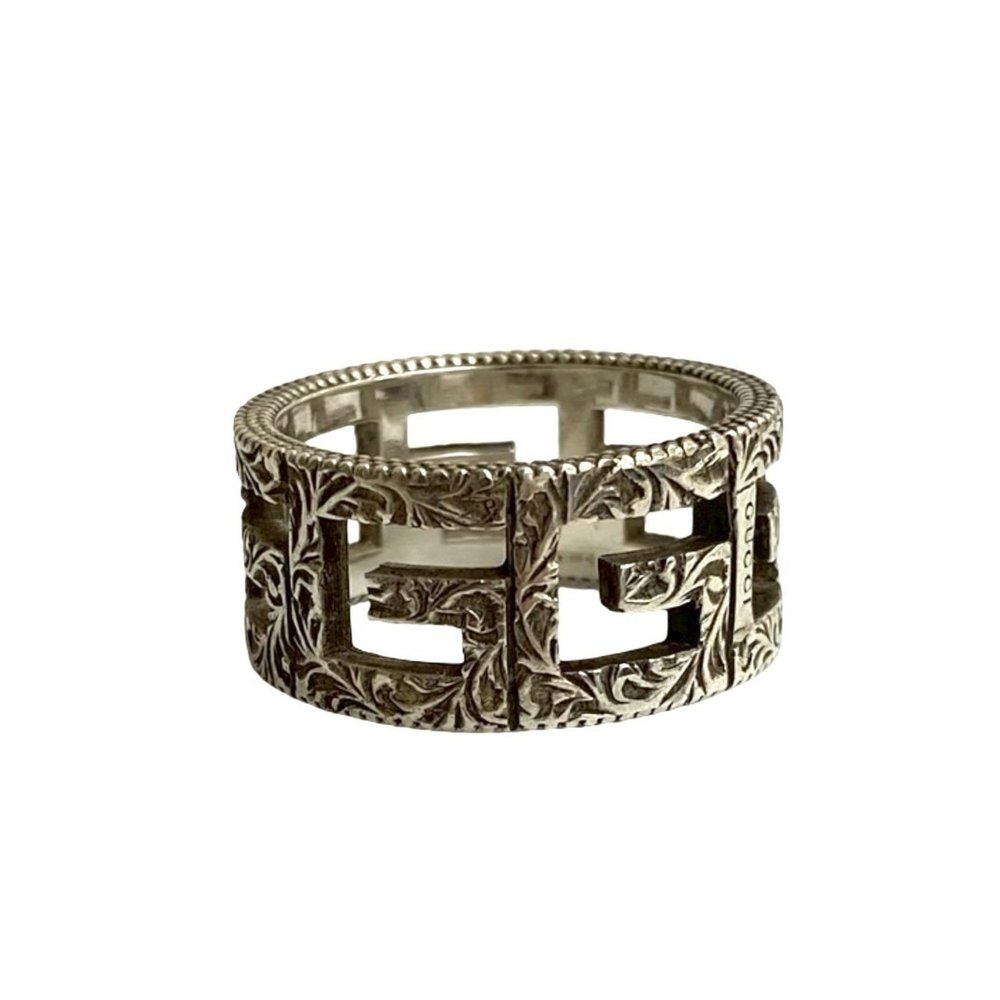 GUCCI Square G Arabesque Sterling Silver 925 Ring for Men and Women, 72174 - Picture 1 of 6